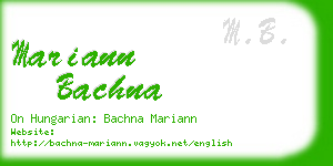 mariann bachna business card